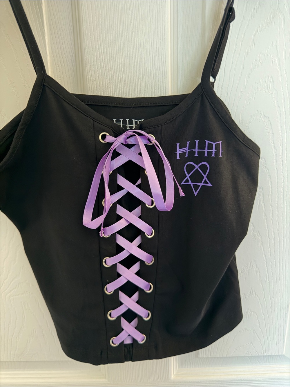 Hot Topic | HIM Heartagram Purple Lace-Up Cami Size Small